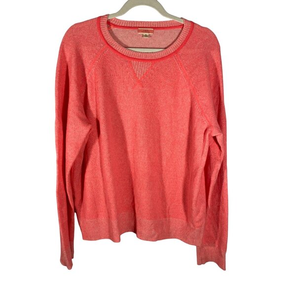 J.Crew Womens 100% Cashmere sweatshirt style Sweater XL bright Coral colorful - Picture 1 of 9